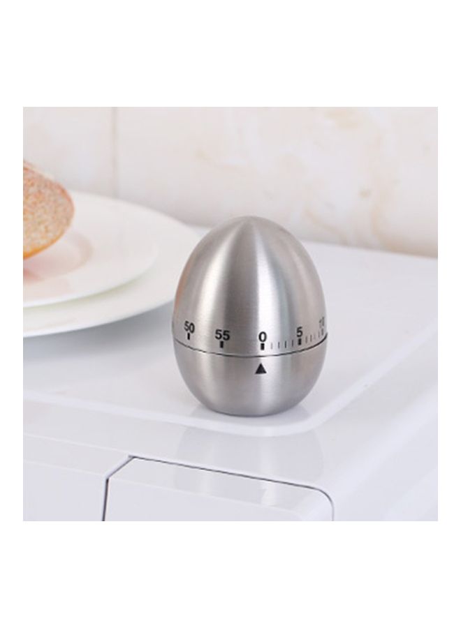 Egg Shaped Kitchen Cooking Timer Silver 6x6x7.5cm - Image 2