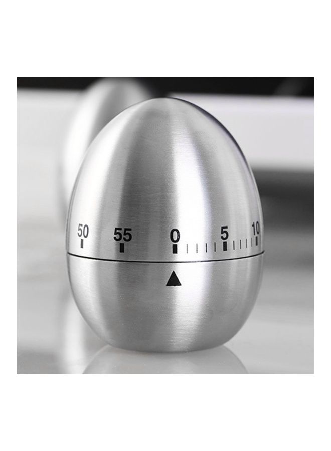 Egg Shaped Kitchen Cooking Timer Silver 6x6x7.5cm - Image 5