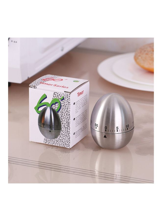 Egg Shaped Kitchen Cooking Timer Silver 6x6x7.5cm - Image 3