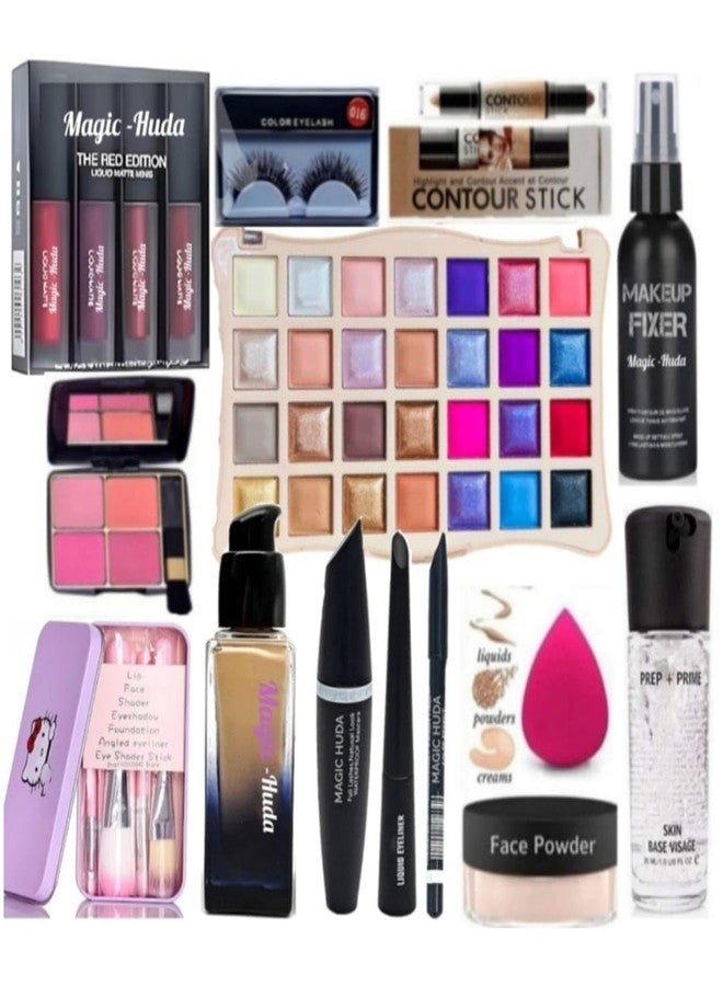MagicHuda Magic Huda Professional Waterproof HD Makeup Combo Kit For Women & Girls All Products In 1 Kit Set Of-14. - Image 1