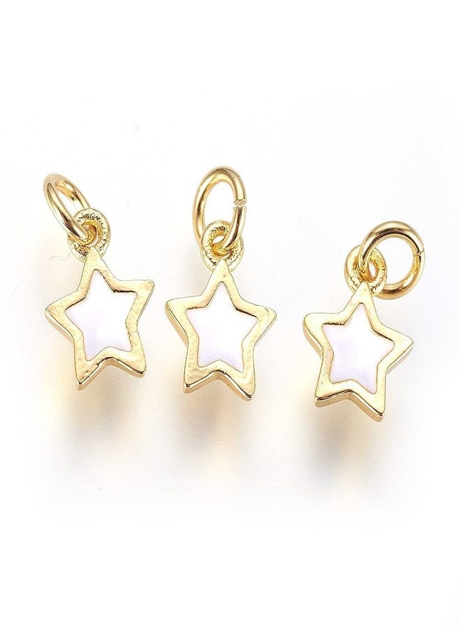 Ipotkitt 10 pcs White Brass Star Enamel Charms Celestial Meteor Charms for DIY Crafts Jewelry Making Bracelet Necklace Earrings Keychains Purse Bag Decor - Image 1