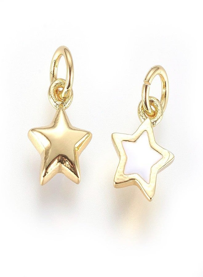 Ipotkitt 10 pcs White Brass Star Enamel Charms Celestial Meteor Charms for DIY Crafts Jewelry Making Bracelet Necklace Earrings Keychains Purse Bag Decor - Image 2