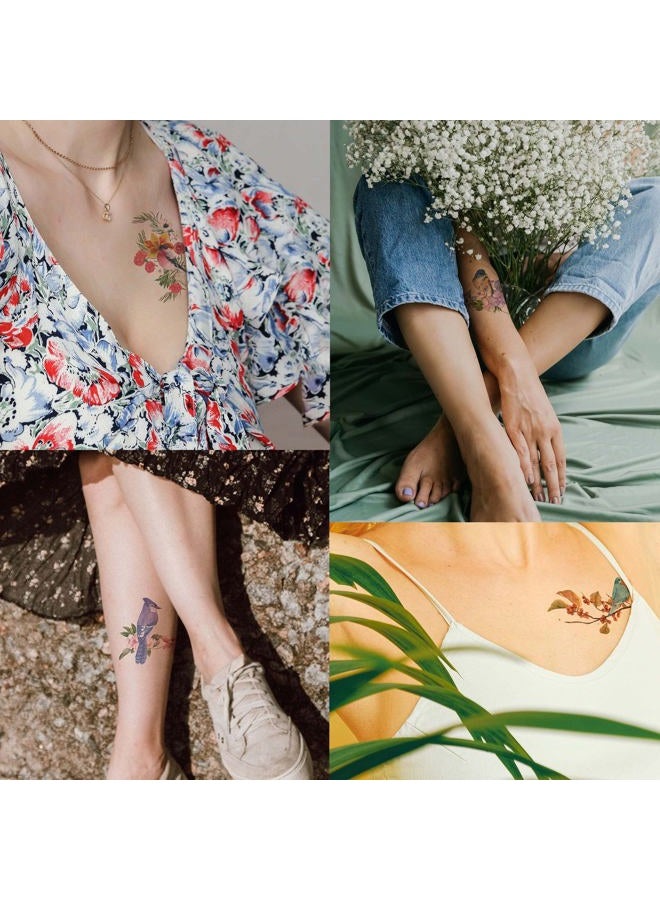 Everjoy تاتو مؤقت واقعي من الأزهار والطيور بتصميمات مائية 40+ تصميم تاتو مقاوم للماء للنساء والرجال 20 قطعة - Image 3