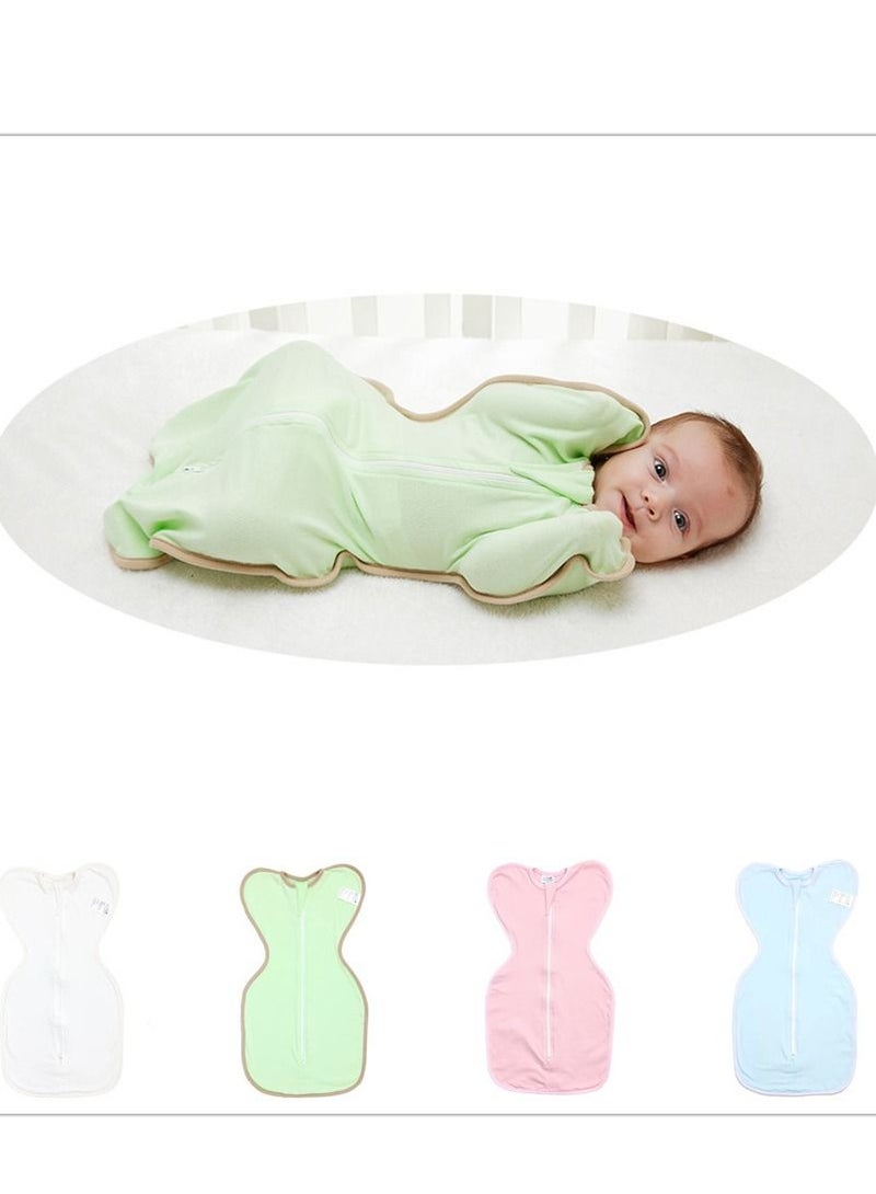 Zipper Swaddle Blanket  . Newborn Essentials For 0-6 Months Baby Girls And Boys. 0.2 Tog Baby Sleeping Bag With Arms, Provides Comfortable And Quiet Sleep. Cotton Fabric (Green) - Image 2