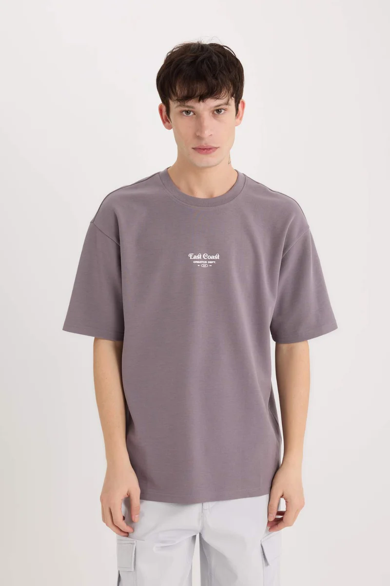 DeFacto Boxy Fit Crew Neck Printed Heavy Fabric T-Shirt
