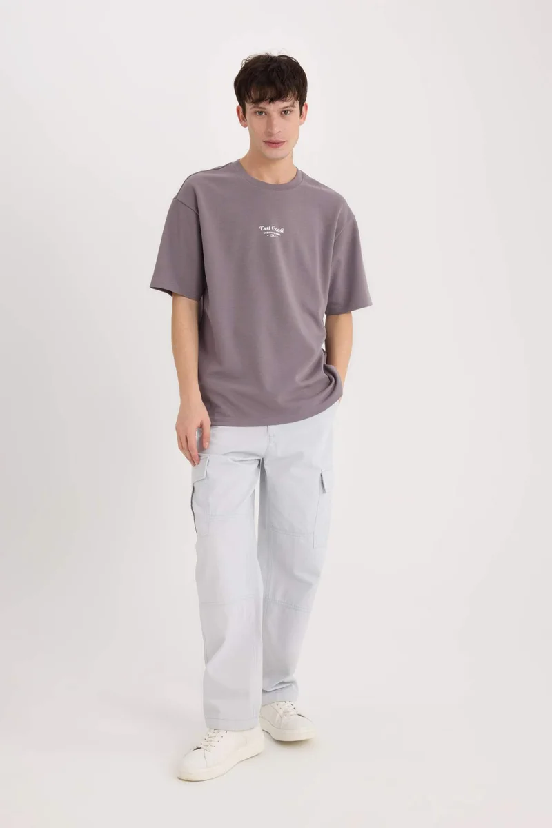 DeFacto Boxy Fit Crew Neck Printed Heavy Fabric T-Shirt