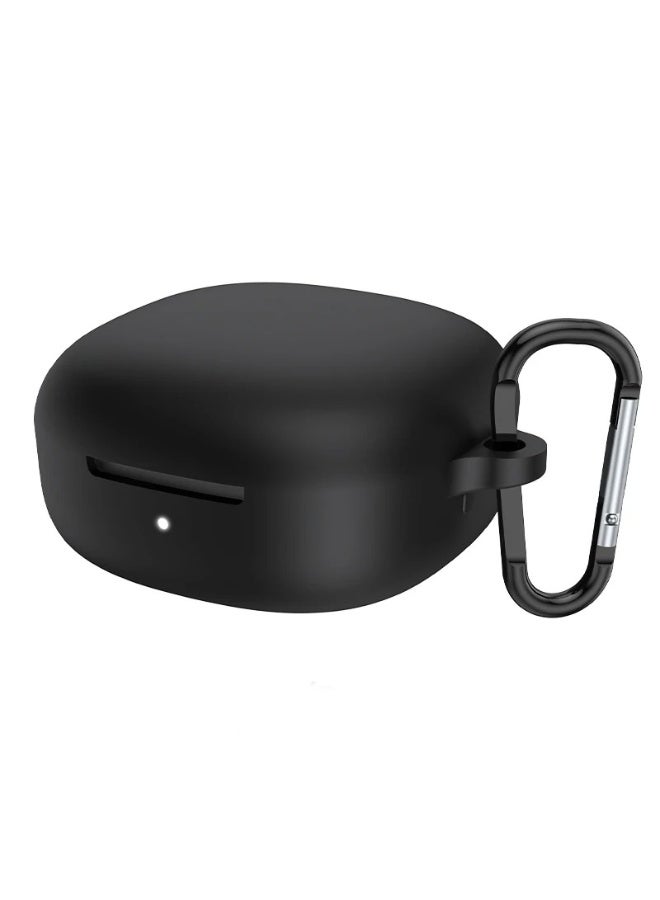 Soft Silicone Cover For xiaomi redmi buds 6 Play Case With Hook Antifall Protective Sleeve Accessories (Black)