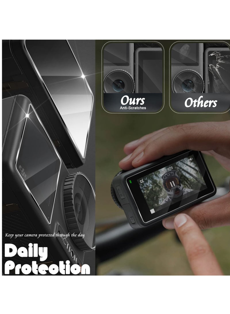 KASTWAVE 2 Sets Compatible for DJI OSMO Action 3 Screen Protector Anti Scratch High-Definition Tempered Glass, Screen Protector, Ultra-Clear Tempered Glass Cover Anti-Bubble, Transparent [2+2+2Pack] - Image 5