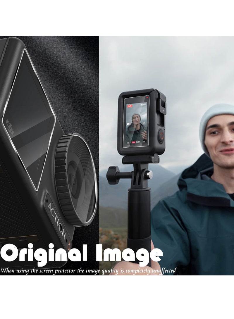 KASTWAVE 2 Sets Compatible for DJI OSMO Action 3 Screen Protector Anti Scratch High-Definition Tempered Glass, Screen Protector, Ultra-Clear Tempered Glass Cover Anti-Bubble, Transparent [2+2+2Pack] - Image 2