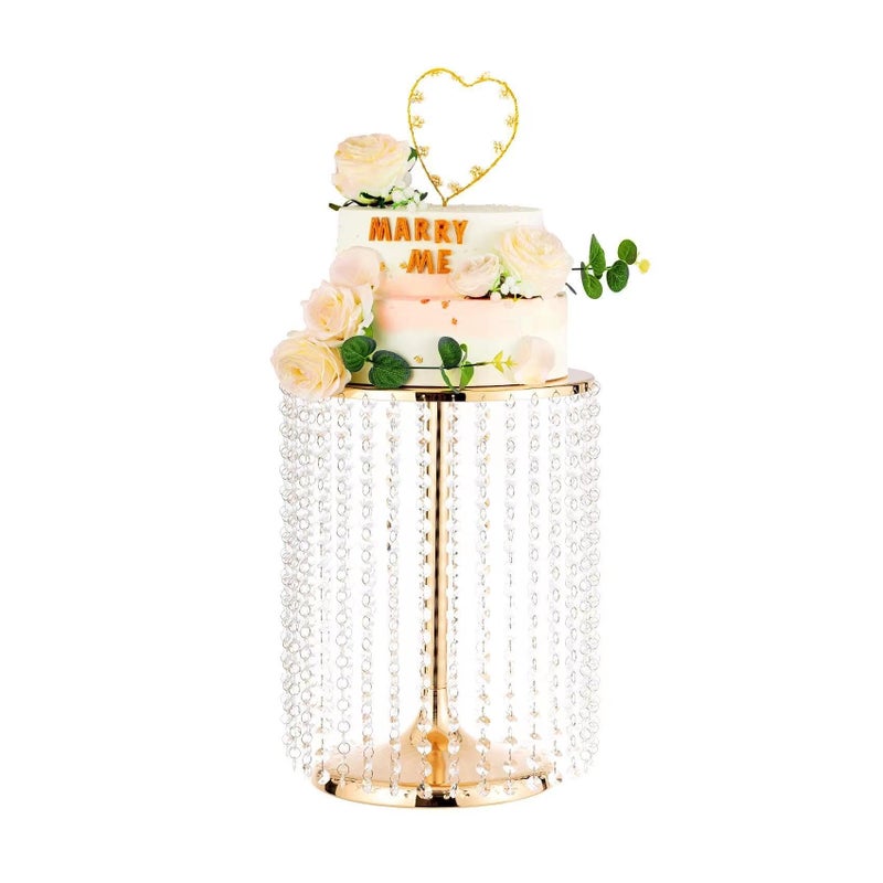 12in Dia Crystal Pendant Cake Stand16 High Gold Dessert Table Display SetCan Hold Thick for Heavy Or MultiTiered CakesUse for Important EventWedding Party Dessert Cake and Cupcake Decoration