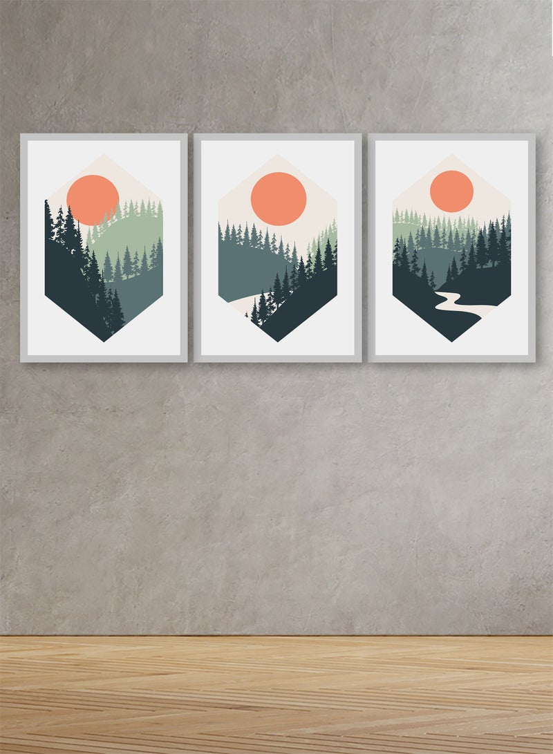 Marktna Decorative Wall Art Painting With An Abstract Design, 3 Pieces,Size 120x60cm - Image 1