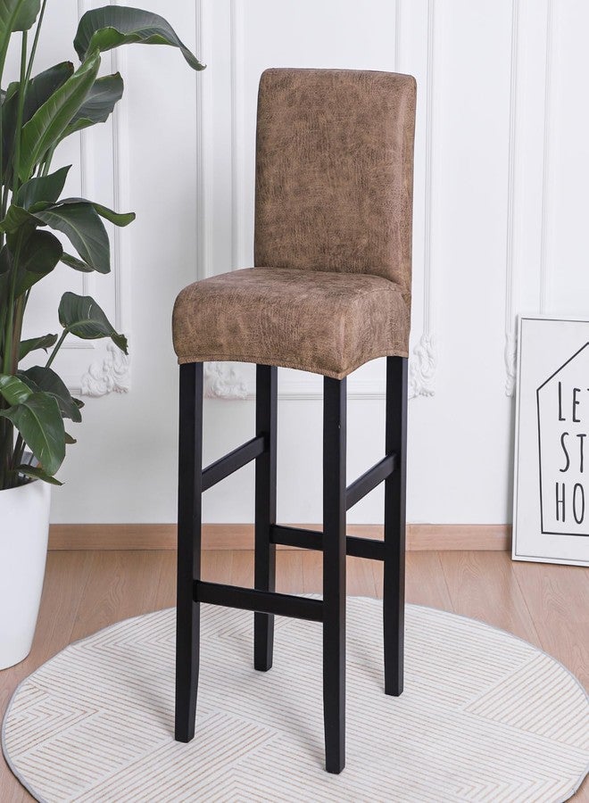 FORCHEER Bar Stool Chair Cover with Backs Set of 4 Leather Looking Barstool Slipcover for Short Back Counter Chairs Removable Washable (4PC,Camel) - Image 5