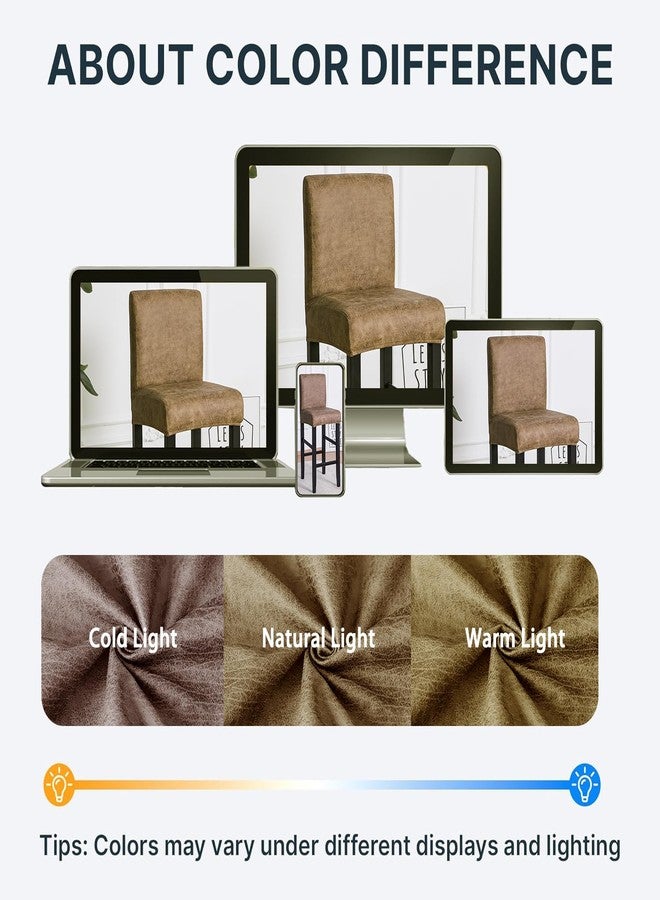 FORCHEER Bar Stool Chair Cover with Backs Set of 4 Leather Looking Barstool Slipcover for Short Back Counter Chairs Removable Washable (4PC,Camel) - Image 4