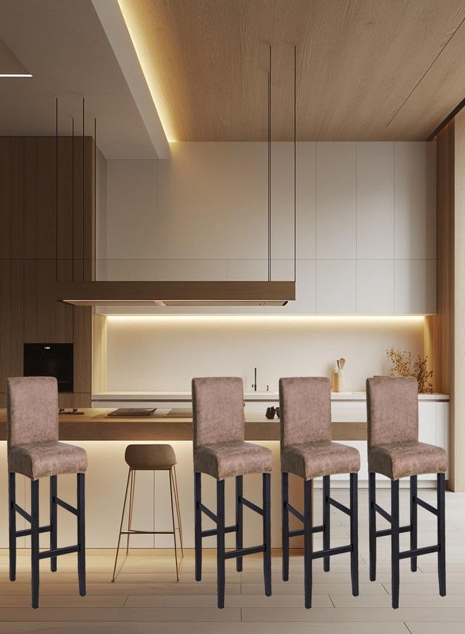 FORCHEER Bar Stool Chair Cover with Backs Set of 4 Leather Looking Barstool Slipcover for Short Back Counter Chairs Removable Washable (4PC,Camel) - Image 2