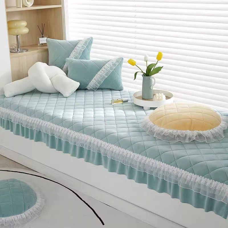 New Style Internet Celebrant Princess Style Fresh Lace Bay Window Mat Four Seasons Universal Non-Slip Dustproof Soft Skin Friendly Window Mat - Image 4