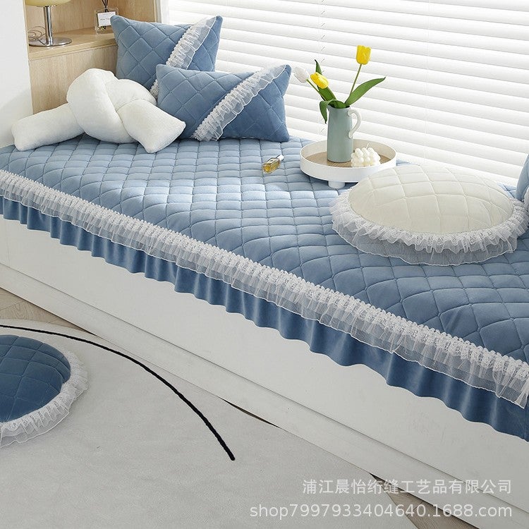 New Style Internet Celebrant Princess Style Fresh Lace Bay Window Mat Four Seasons Universal Non-Slip Dustproof Soft Skin Friendly Window Mat - Image 1