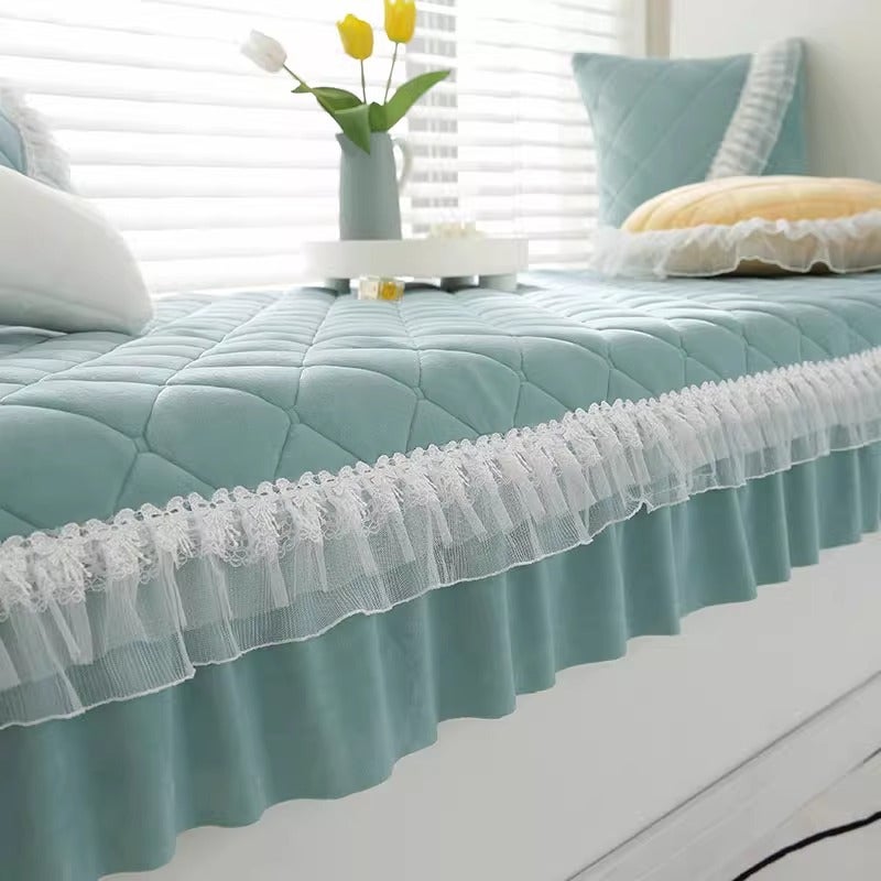 New Style Internet Celebrant Princess Style Fresh Lace Bay Window Mat Four Seasons Universal Non-Slip Dustproof Soft Skin Friendly Window Mat - Image 2
