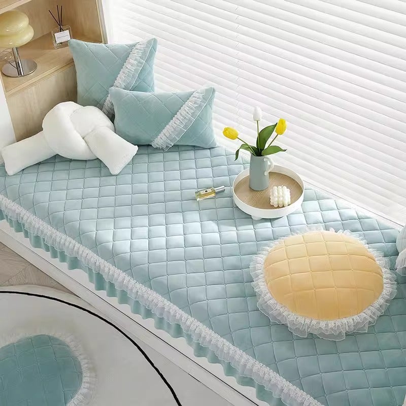 New Style Internet Celebrant Princess Style Fresh Lace Bay Window Mat Four Seasons Universal Non-Slip Dustproof Soft Skin Friendly Window Mat - Image 3