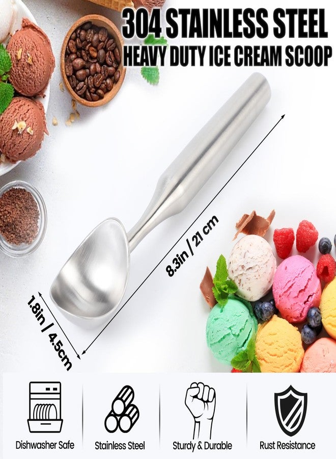 CUNSENR Stainless Steel Ice Cream Scoop - Heavy Duty Ice Cream Scooper with Ergonomic Handle - One-Piece Metal Ice Cream Spoon for Gelato, Sorbet, Cookies - Durable, Easy to Use & Dishwasher Safe - Image 2