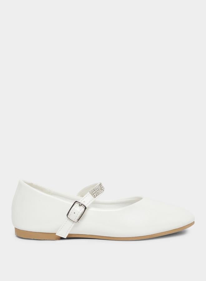 Styli Embellished Ballerinas with Buckle Closure - Image 1