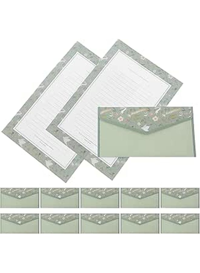 Vintage Floral Lined Stationery Set 90 Pcs with Mint Frame Envelopes for Wedding Invitations - Image 1