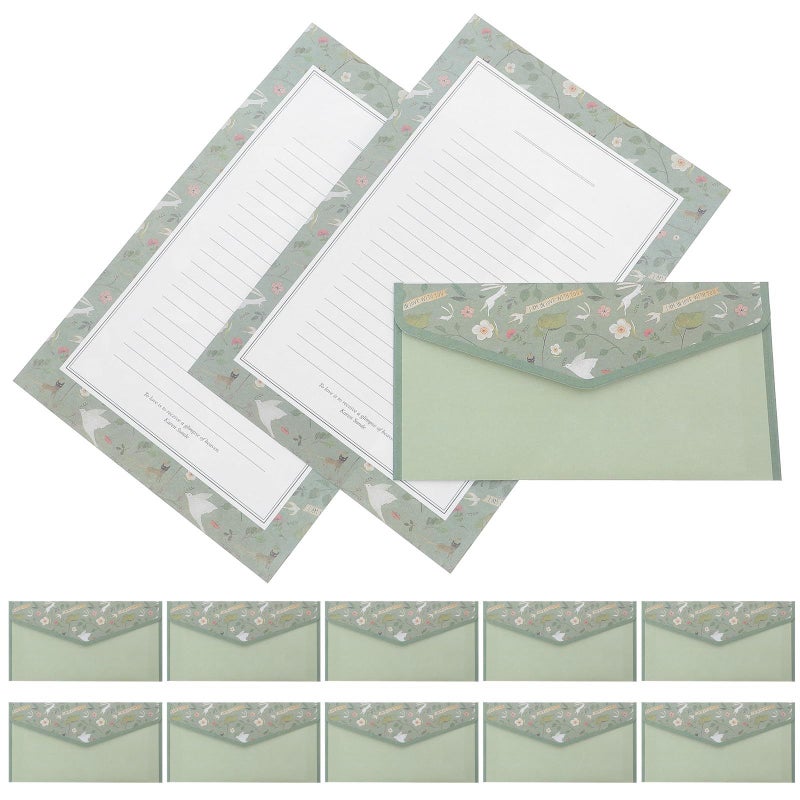 Vintage Floral Lined Stationery Set 90 Pcs with Mint Frame Envelopes for Wedding Invitations - Image 2