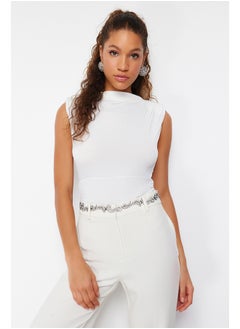 trendyol Bridal White Fitted Knitted Snap Body TPRSS24BD00012  - Image 1