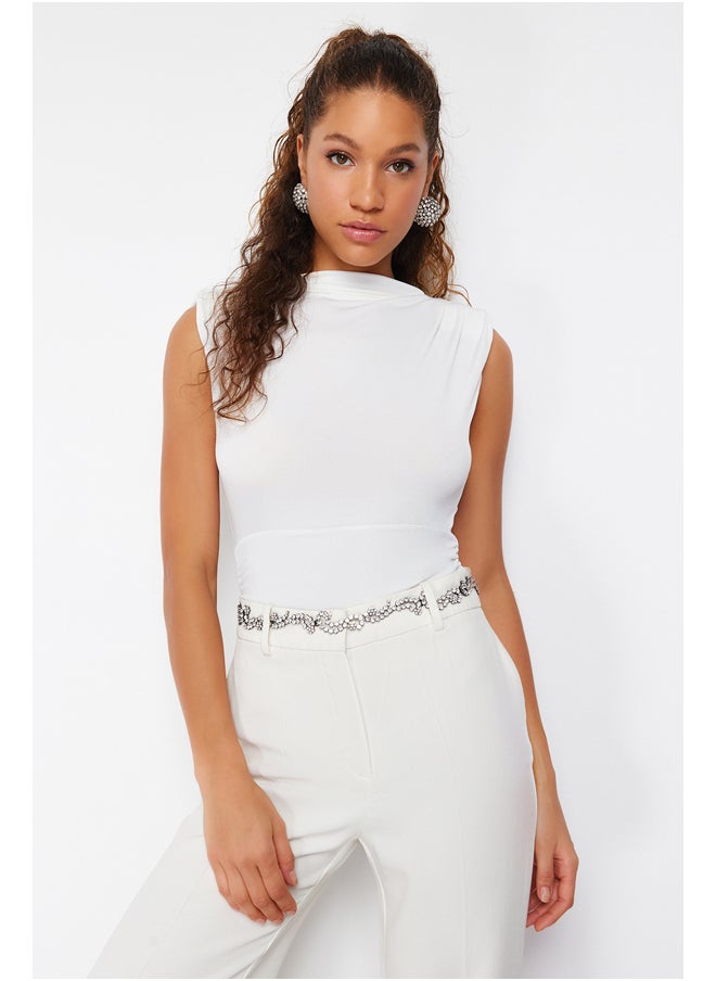 trendyol Bridal White Fitted Knitted Snap Body TPRSS24BD00012  - Image 1