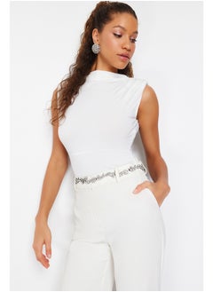 trendyol Bridal White Fitted Knitted Snap Body TPRSS24BD00012  - Image 3