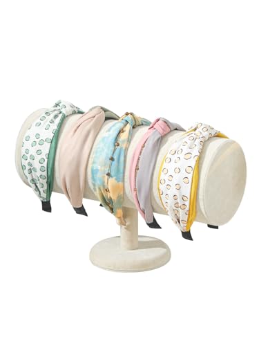Coward T-Bar Beige Headband Holder Organizer,Hairband Display Stand,Hairband Storage Rack for Girls And Women (detachable beige velvet) - Image 1