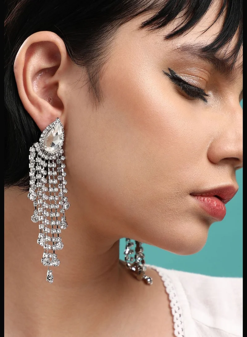 SOHI Gold Plated Designer Stone Western Wear Drop Earring For Women