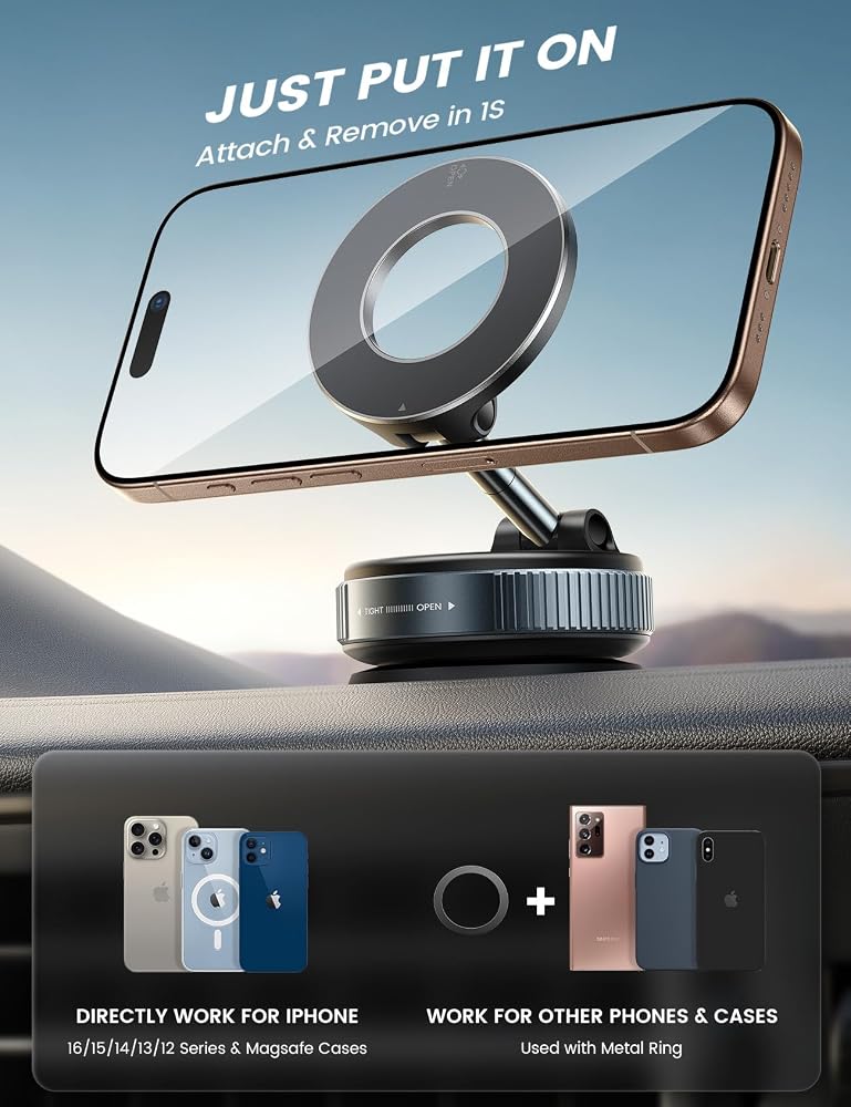 لاميكول حامل هاتف مغناطيسي من Lamicall بقوة شفط تصل إلى 70 رطل، متوافق مع منصة MagSafe - Image 5