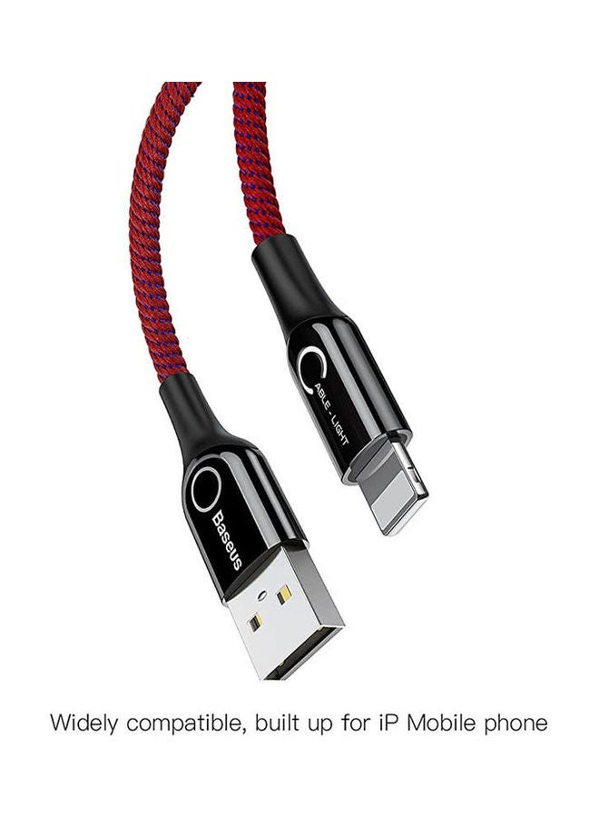 بيسوس كابل من USB-A إلى Lightning بمؤشر ضوئي على شكل حرف C بتصميم ذكي يعمل على توقف الشحن تلقائياً أحمر - Image 2