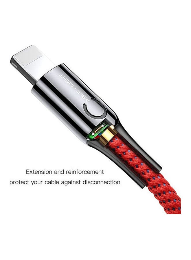 بيسوس كابل من USB-A إلى Lightning بمؤشر ضوئي على شكل حرف C بتصميم ذكي يعمل على توقف الشحن تلقائياً أحمر - Image 3