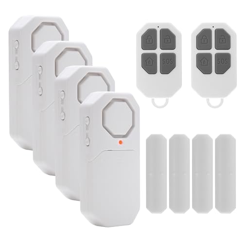 EverNary Door Window Alarm When Opened for Home Security with Remote Wireless Door Sensor Alarm for Kids Safety with Adjustable Volume 4 Door Sensor 2Remote - Image 1
