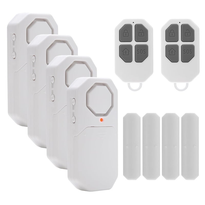 EverNary Door Window Alarm When Opened for Home Security with Remote Wireless Door Sensor Alarm for Kids Safety with Adjustable Volume 4 Door Sensor 2Remote - Image 2