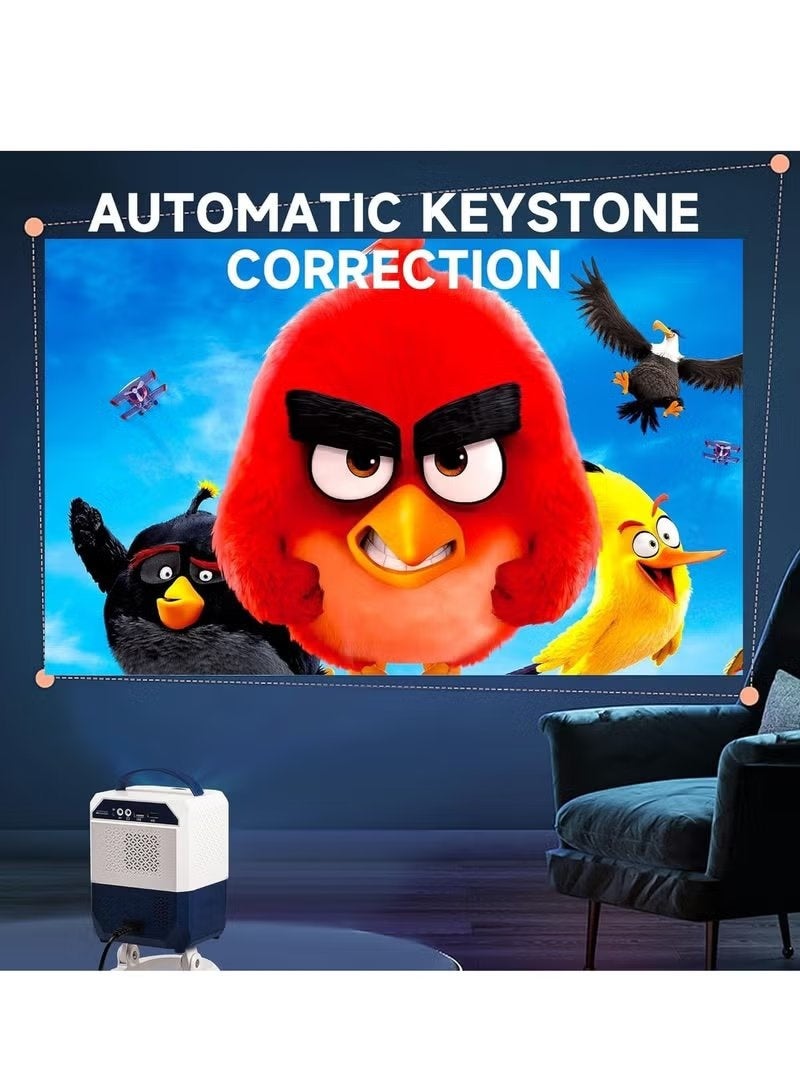 Smart Portable Projector Native 1080P with 4K Support, Dual Band WiFi 2.4G/5G, Bluetooth Connectivity, Auto Keystone Correction, 180° Adjustable Stand, 2GB+64GB Storage, 200 Inch Display, HDMI USB for Home Theater, Gaming, Outdoor Movies, iOS PS4 PS5 TV Stick Compatible - Image 4