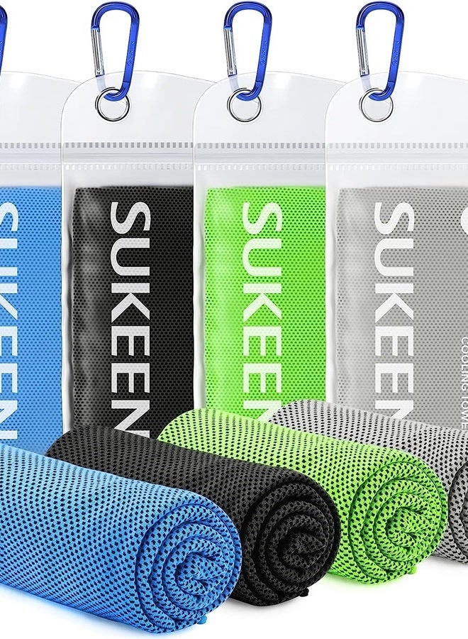 Sukeen 4Pack Cooling Towel (40"x12") for Neck and Face, Soft & Breathable Chilly Sports Towel, Quick-Drying Sweat Absorbing Cooling Neck Wraps with Cooling Tech. for Yoga, Sport, Running, Workout - Image 1