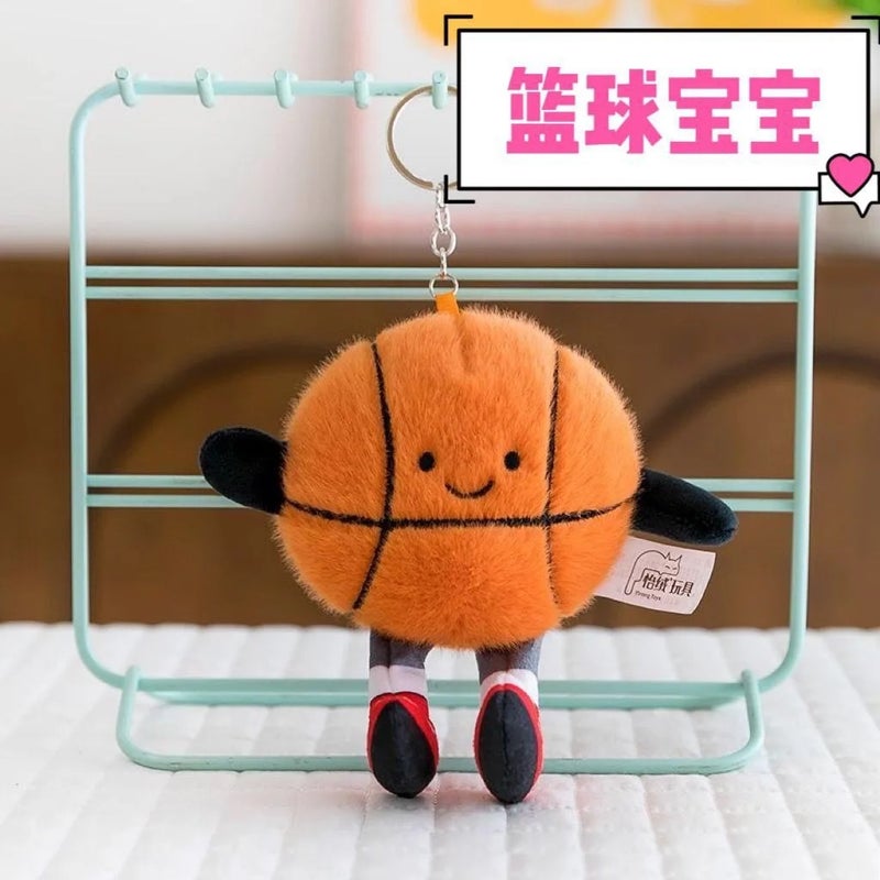 Y&D Cute Badminton Tennis Plush Toy Pendant Doll Keychain Soft Ball Shape with Lobster Buckle for Schoolbags - Image 4