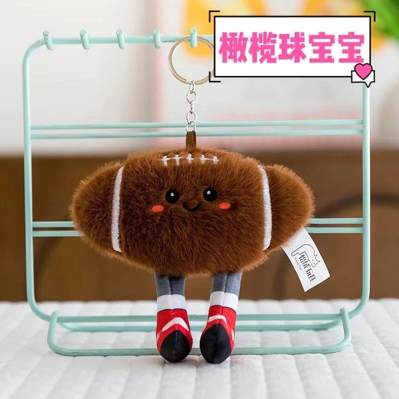 Y&D Cute Badminton Tennis Plush Toy Pendant Doll Keychain Soft Ball Shape with Lobster Buckle for Schoolbags - Image 1