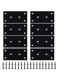 Generic 8PCS Black Flat Mending Plate Stainless Steel Flat Bracket with Holes Metal Straight Brace Repair Joining Fixing Bracket for Wood with Screws  - Image 1