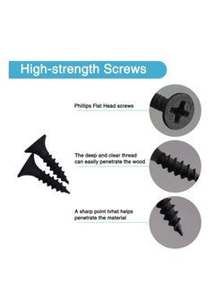 Generic 8PCS Black Flat Mending Plate Stainless Steel Flat Bracket with Holes Metal Straight Brace Repair Joining Fixing Bracket for Wood with Screws  - Image 2