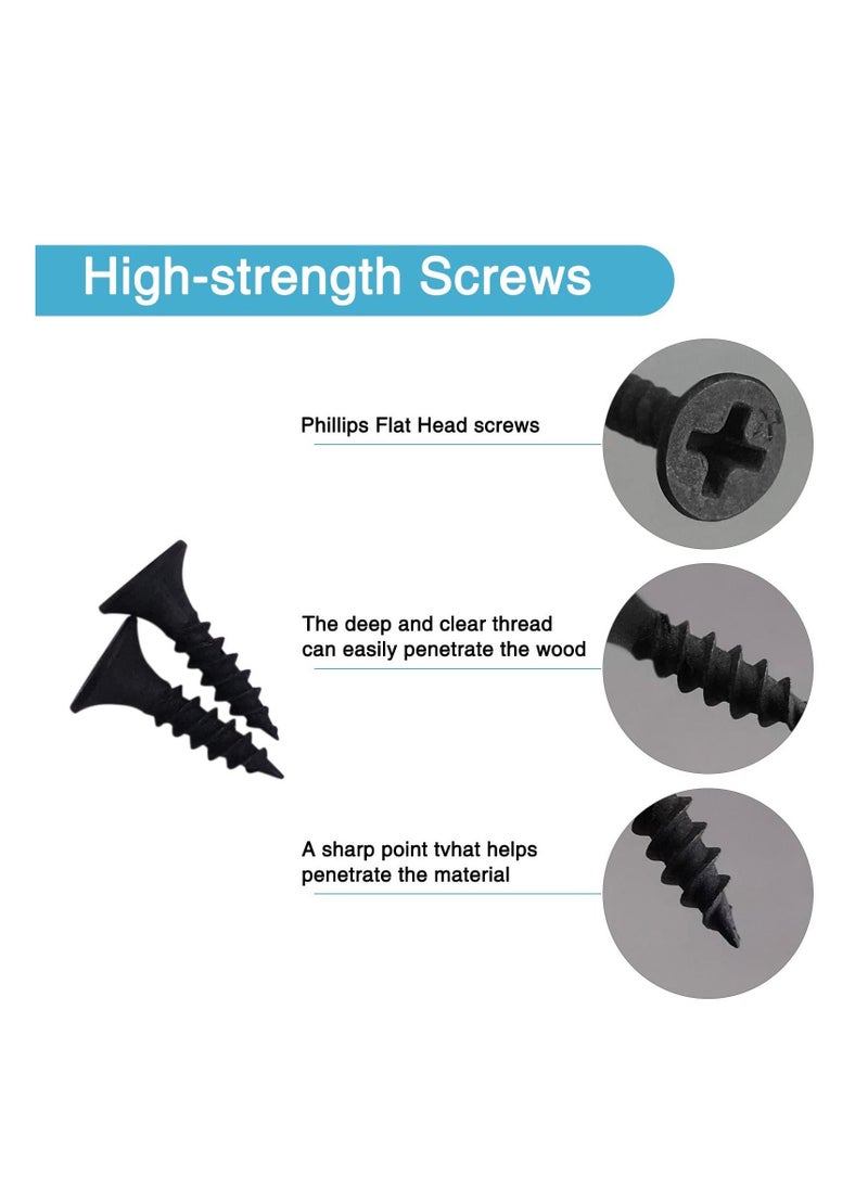Generic - 8PCS Black Flat Mending Plate Stainless Steel Flat Bracket with Holes Metal Straight Brace Repair Joining Fixing Bracket for Wood with Screws - Image 1