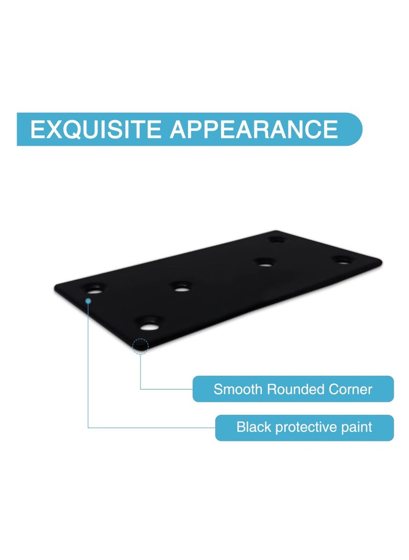 Generic - 8PCS Black Flat Mending Plate Stainless Steel Flat Bracket with Holes Metal Straight Brace Repair Joining Fixing Bracket for Wood with Screws - Image 1