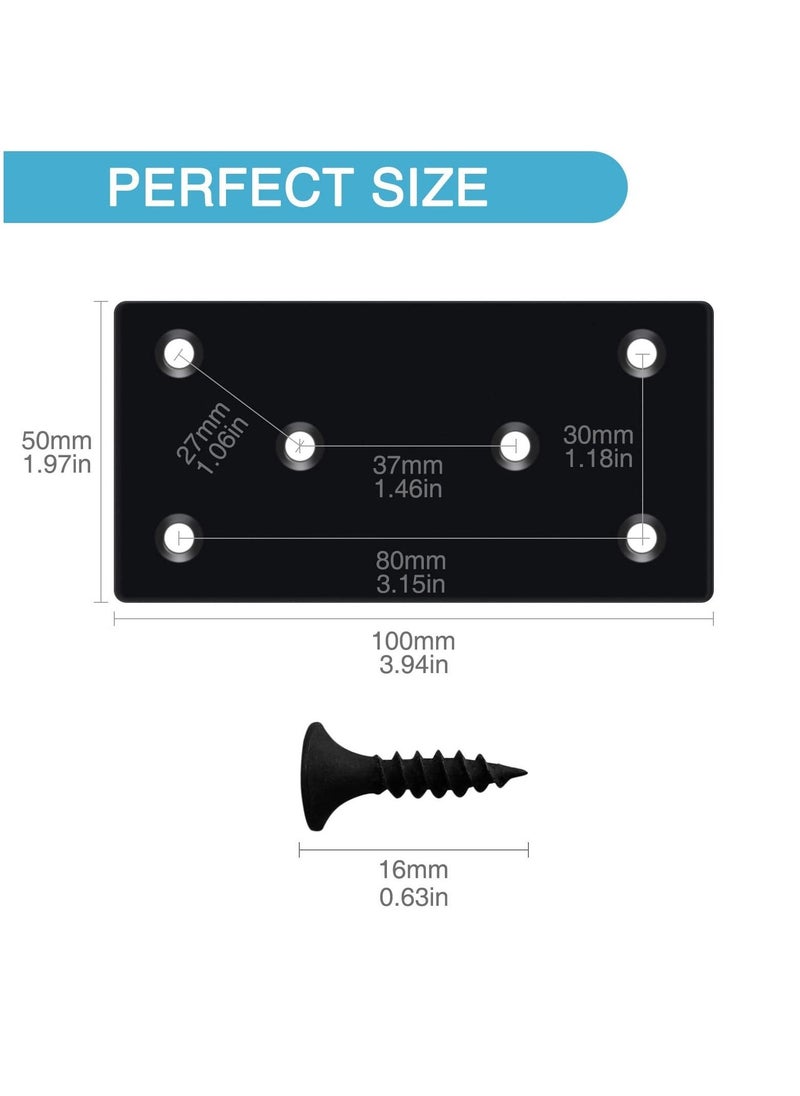 Generic - 8PCS Black Flat Mending Plate Stainless Steel Flat Bracket with Holes Metal Straight Brace Repair Joining Fixing Bracket for Wood with Screws - Image 1
