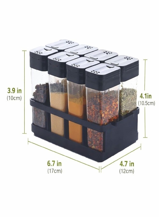 AVIR Spice Jar Set with Rack and Sliding Lid Shaker Top, Transparent Containers with Black Base l Masala Box - Image 2