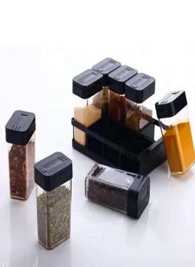 AVIR Spice Jar Set with Rack and Sliding Lid Shaker Top, Transparent Containers with Black Base l Masala Box - Image 3