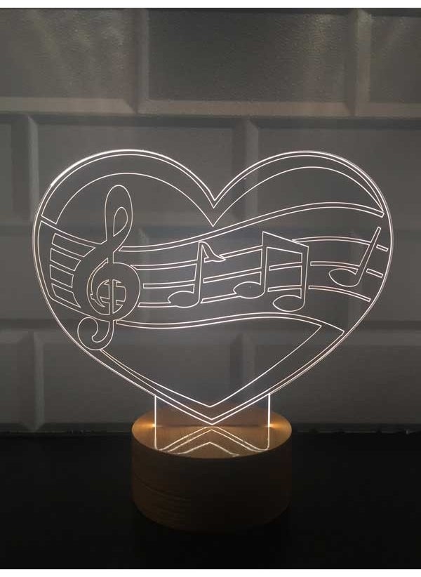By-Lamp Music Love Figured Decorative Gift Led Table Lamp | 7 Light Colors | Wooden Base  - Image 1