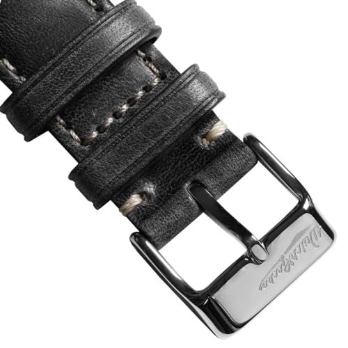 WatchGecko Vintage Highley Certified Genuine Italian Leather Replacement Watch Strap. Stylish and Durable Mens Wristwatch Strap. Padded for Comfort. Easy to fit. Black, 20 mm - Image 3