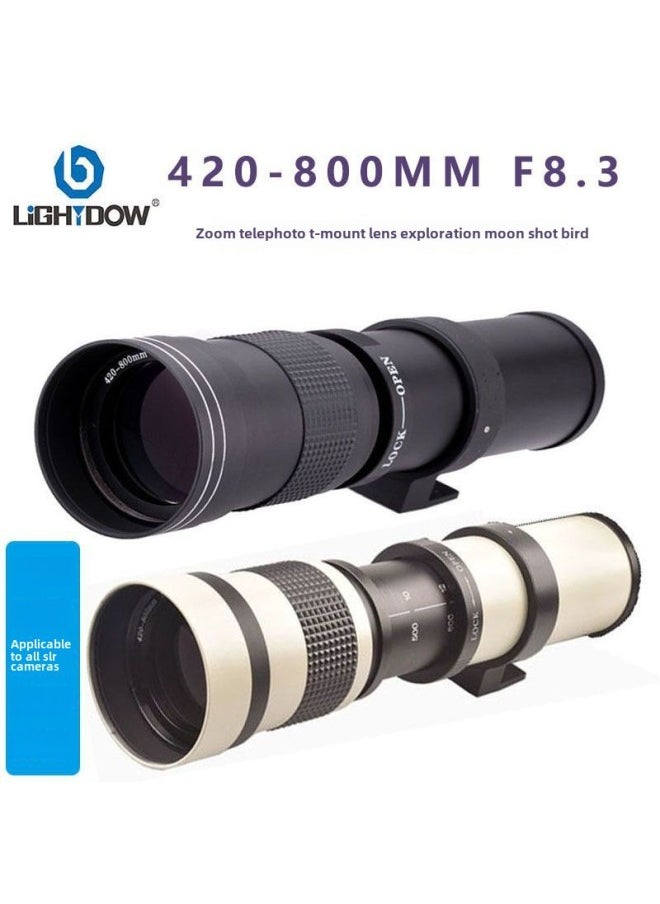 Generic - 420-800mm F8.3 Manual Lens Tele Zoom Tele SLR Moon Exploration Bird Photography Scenery Made In China-Body Color:Black-macro4/3 System Interface - Image 1